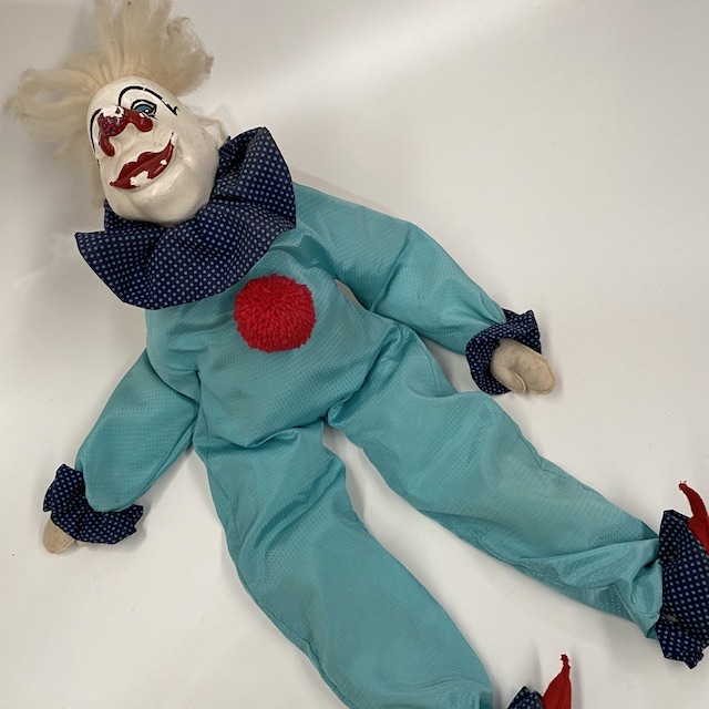 DOLL, Scary Clown Doll in Blue Suit - Large